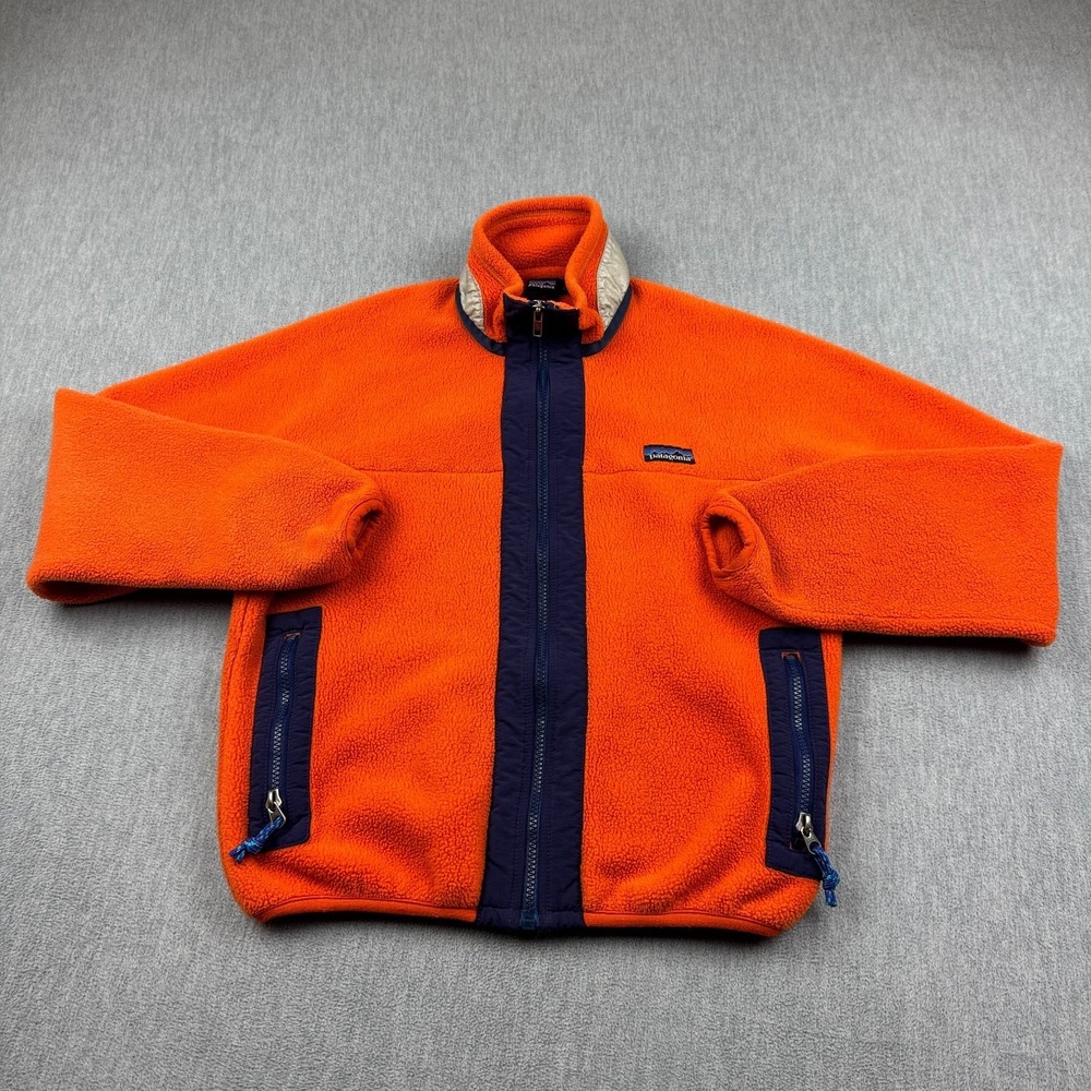Vintage Patagonia Jacket Women Medium Orange Fleece Full Zip Made In USA‎ 90'S